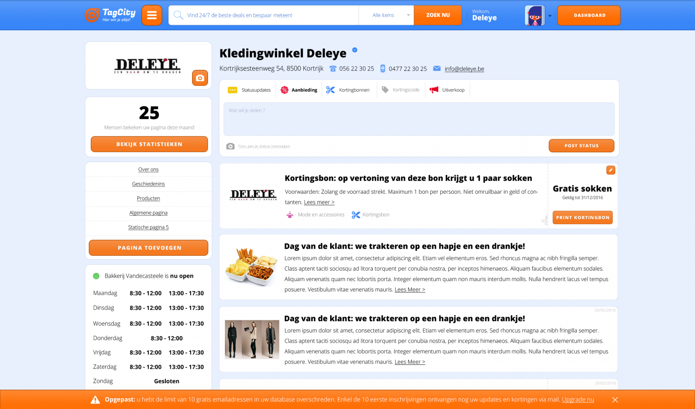Handelaars pagina ingelogd als handelaar melding
