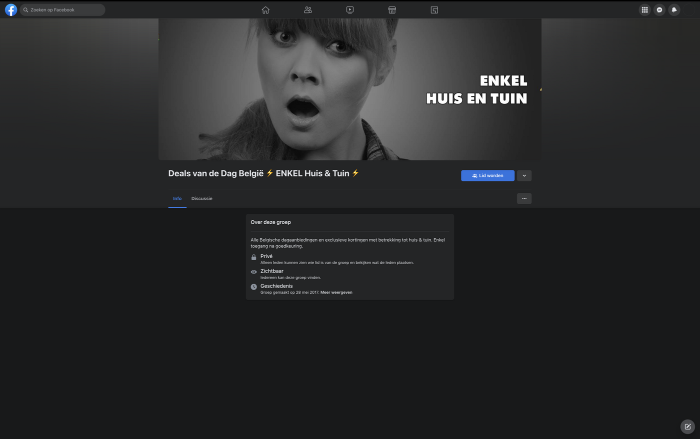 Facebook pagina design Deals van de dag