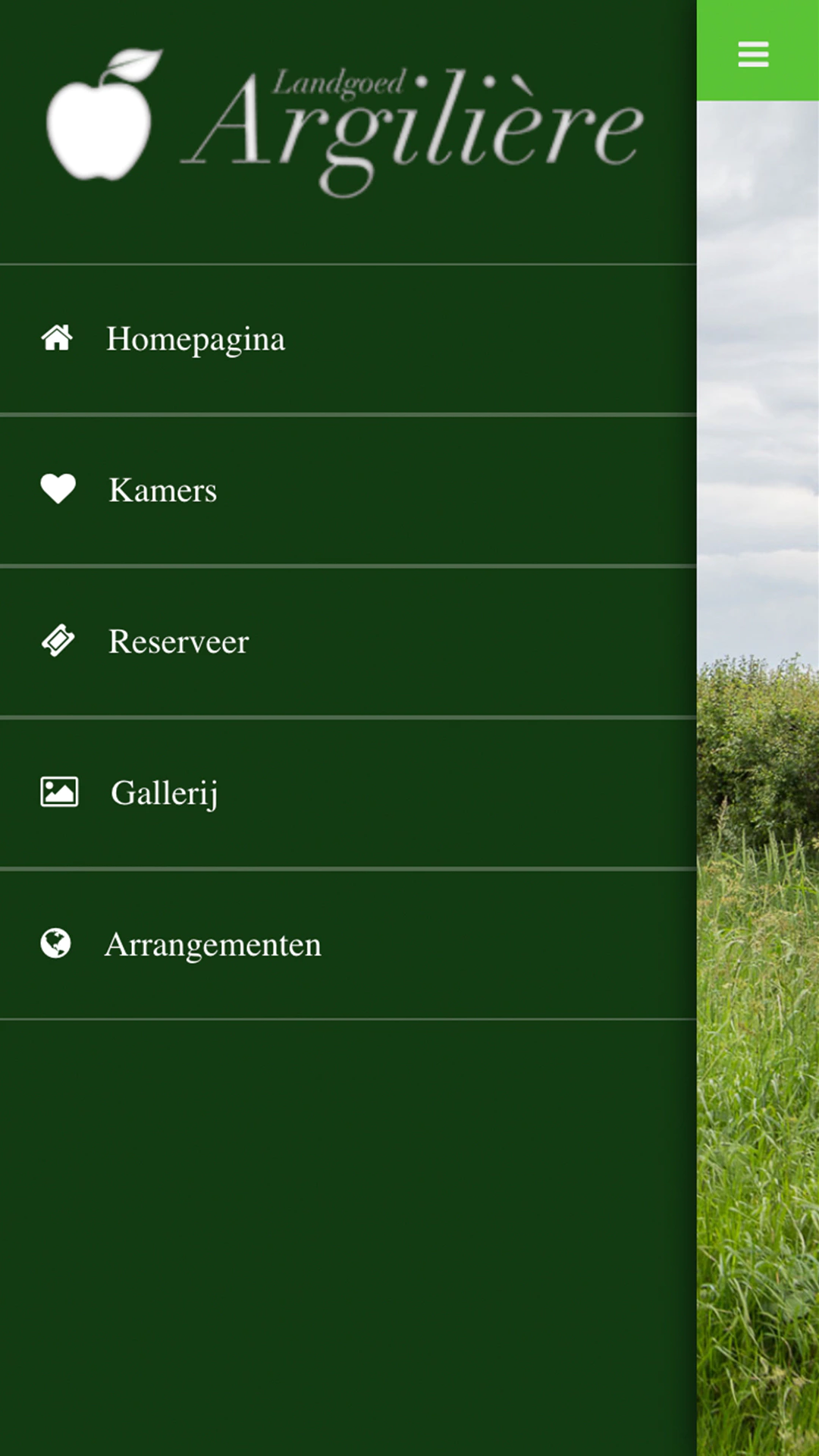 argiliere screenshot mobiel navigatie