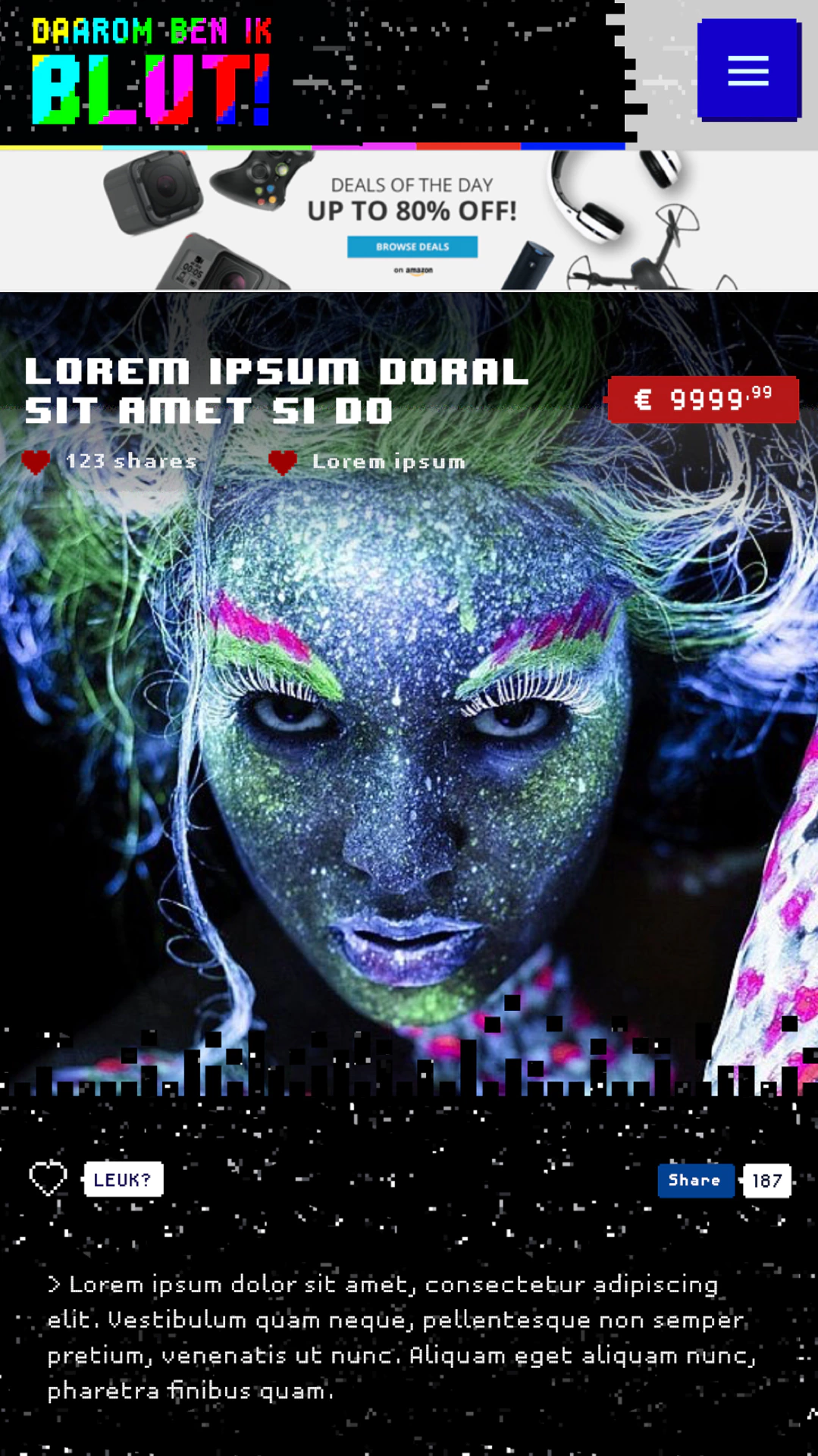 Retro Webdesign in Glitch- en Pixel-art Screenshot