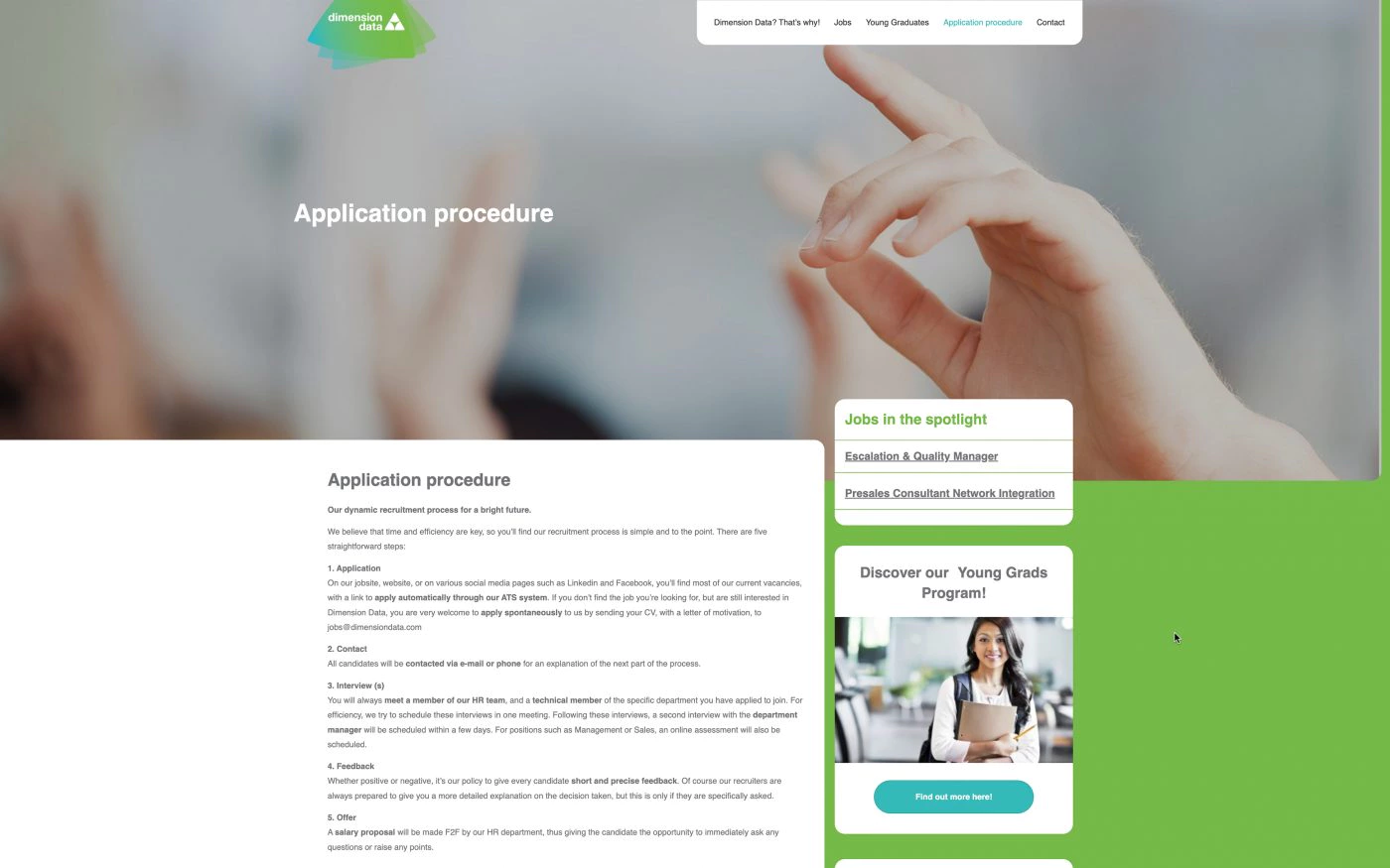 Screenshot vacature website procedure uitleg