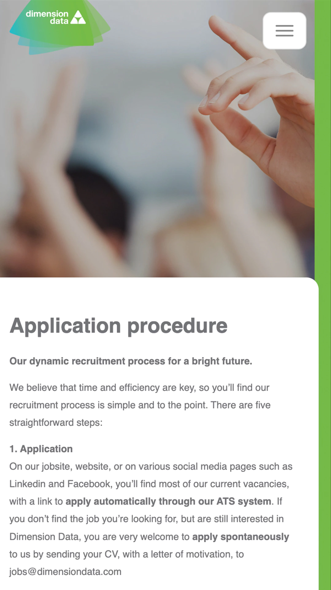 Screenshot mobiel vacature website overzicht van jobs
