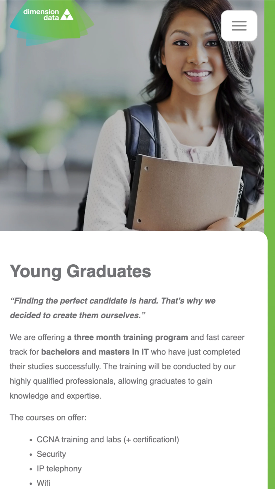 Screenshot mobiel vacature website