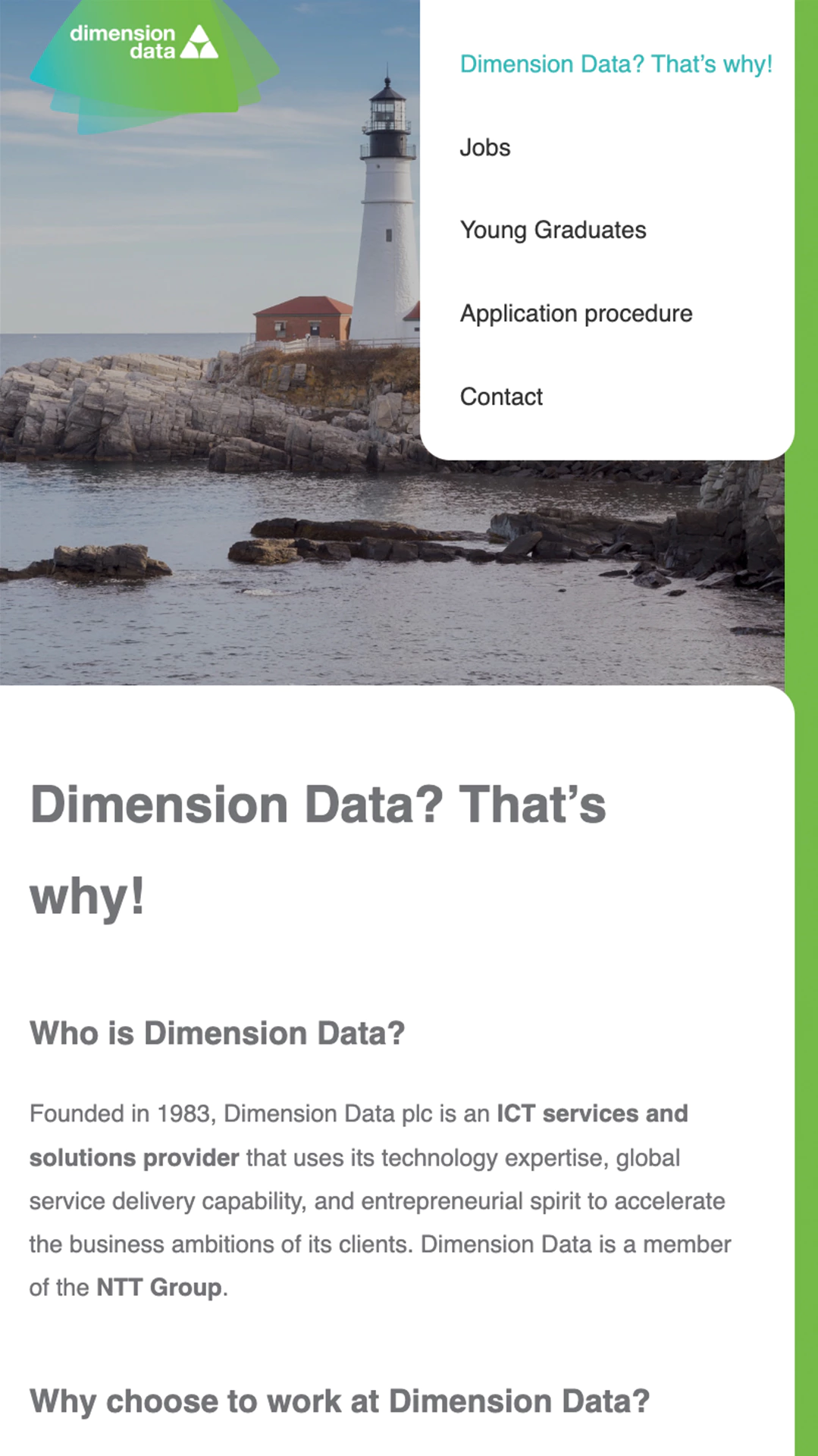 Screenshot mobiel vacature website