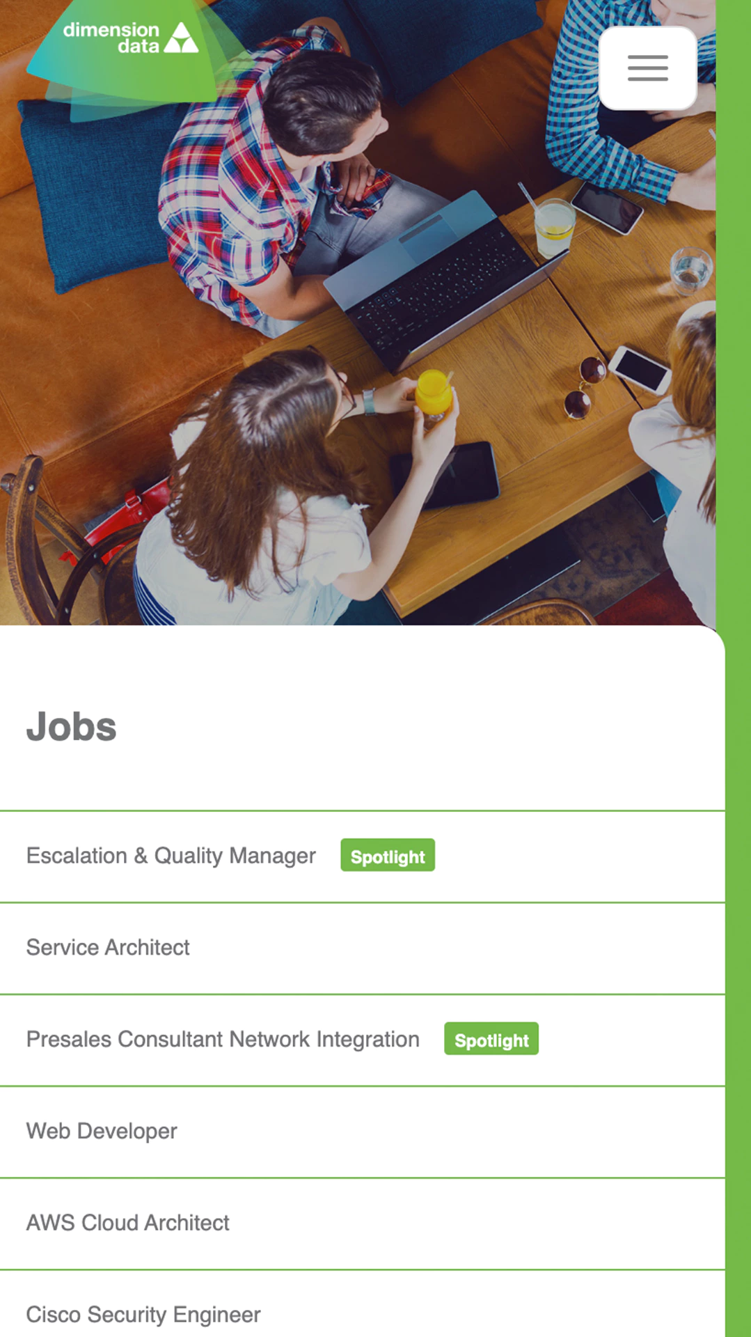 Screenshot mobiel vacature website joboverzicht