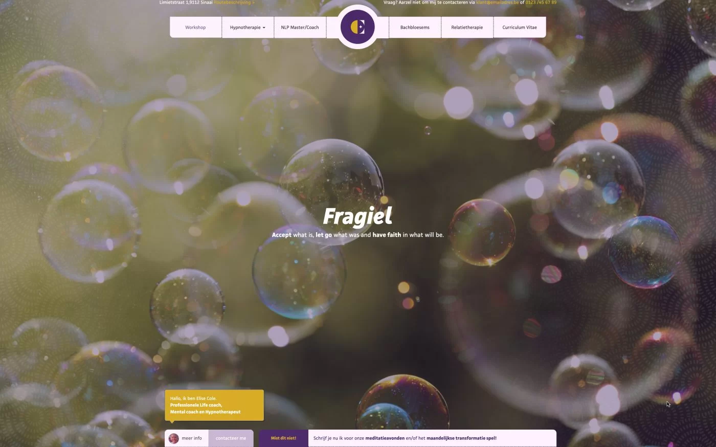 Zeepbellen Fragiel Header afbeelding Webdesign