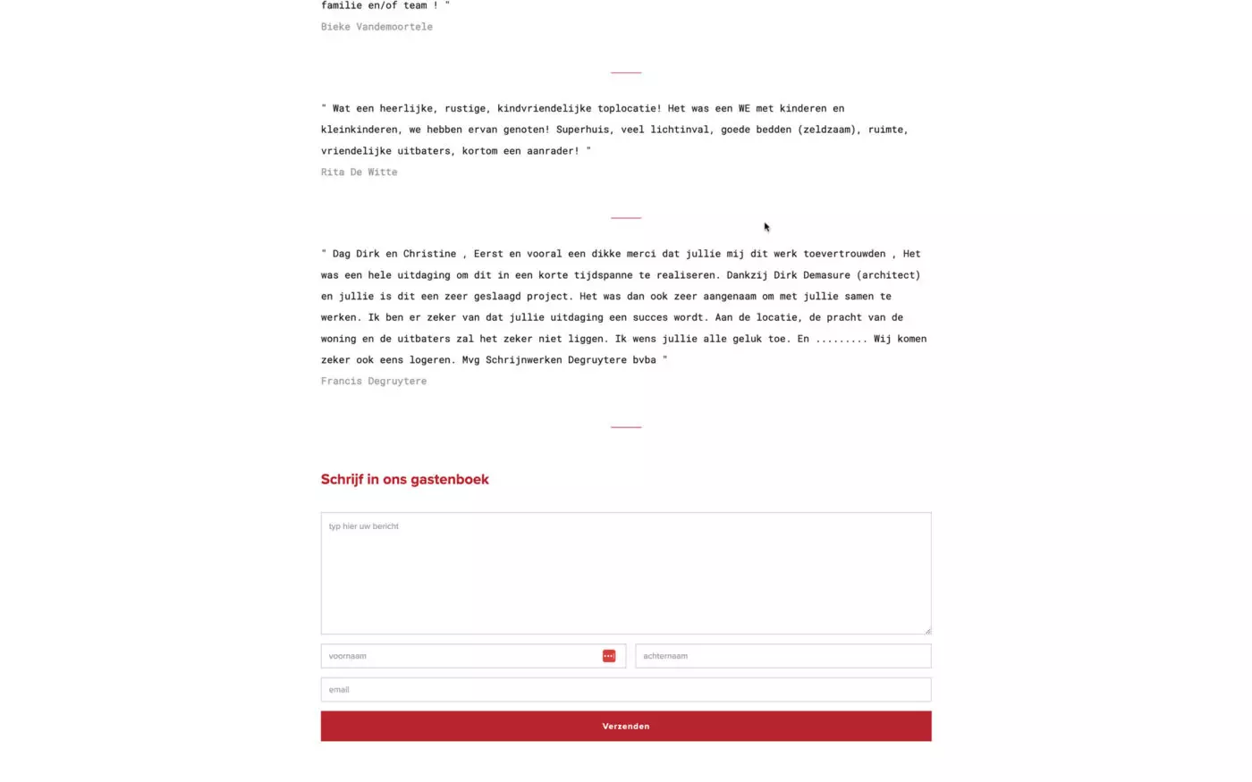 Screenshot gastenboek