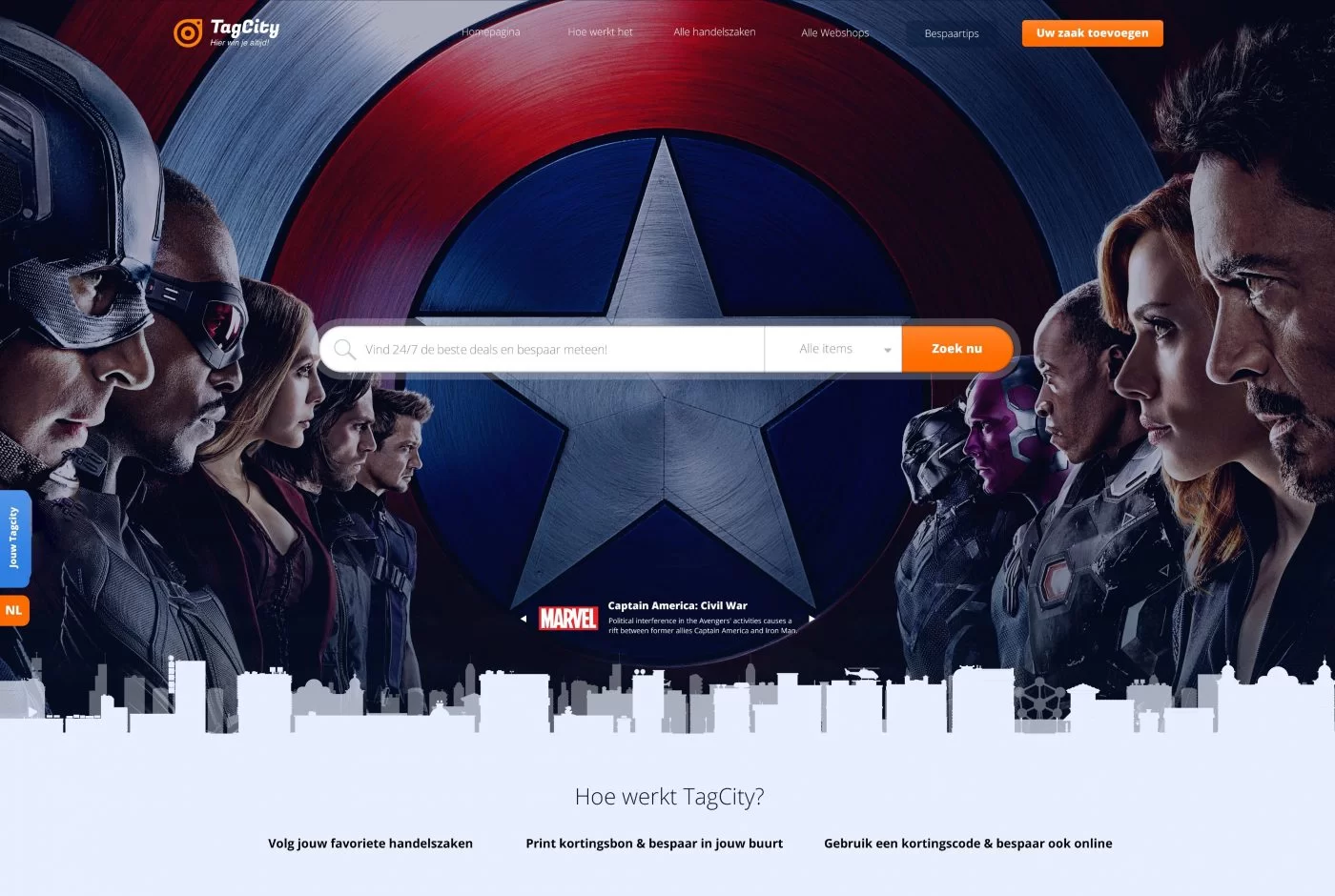 webdesign marvel homepage take-over