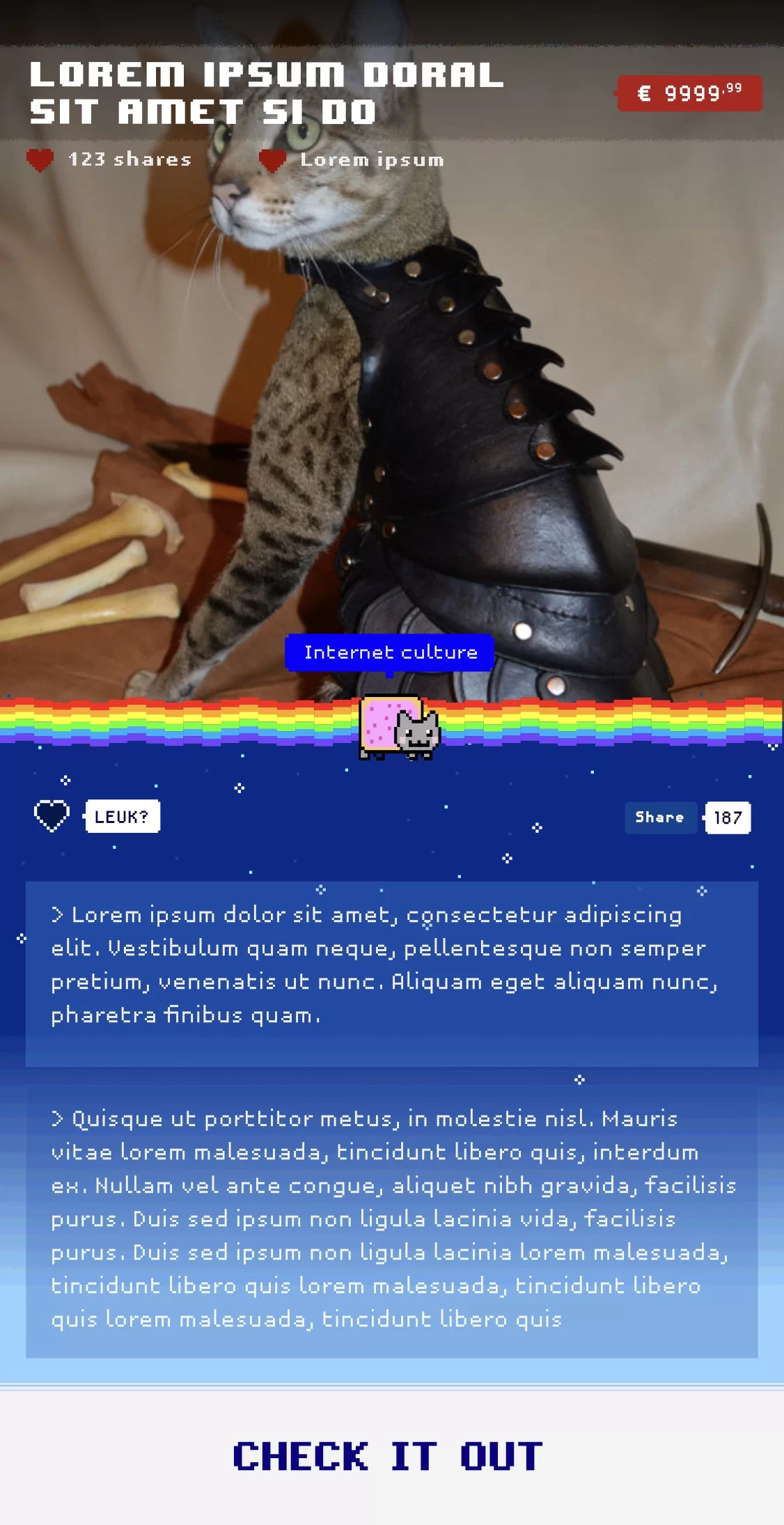 nyan cat inspired pixel art design