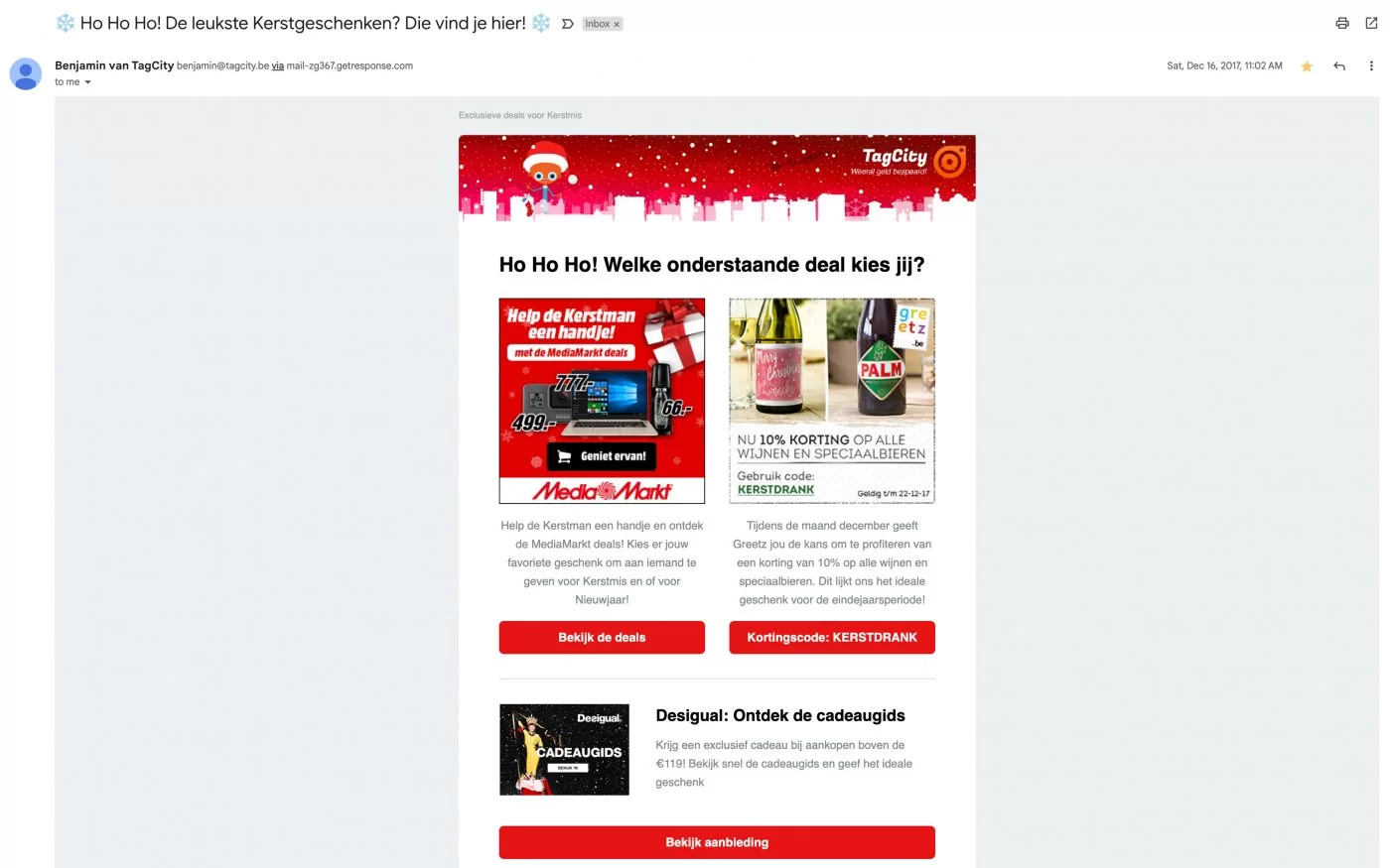 kerst nieuwsbrief onderdeel van totaal pakket branding