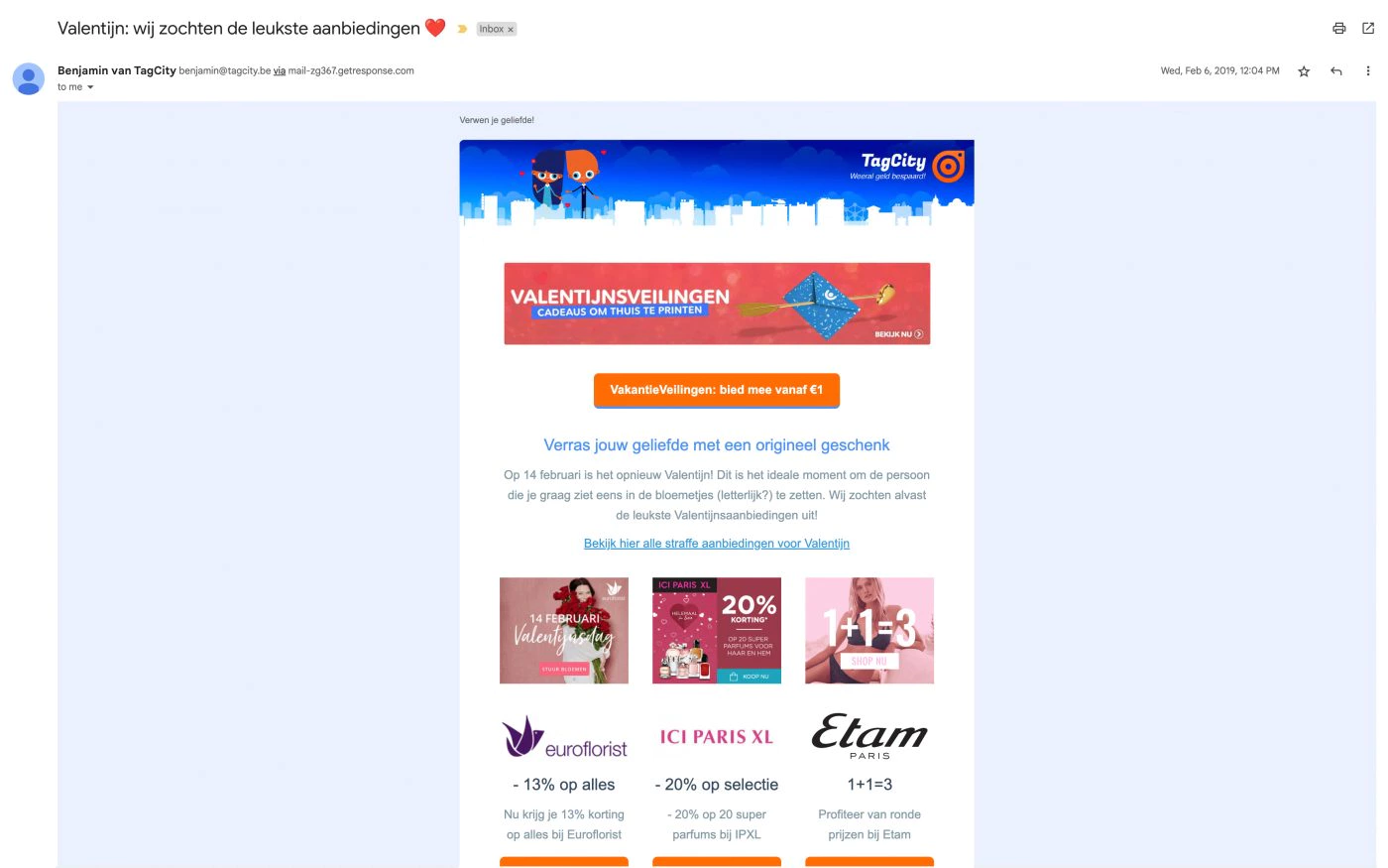 Valentijn nieuwsbrief onderdeel van totaal pakket branding