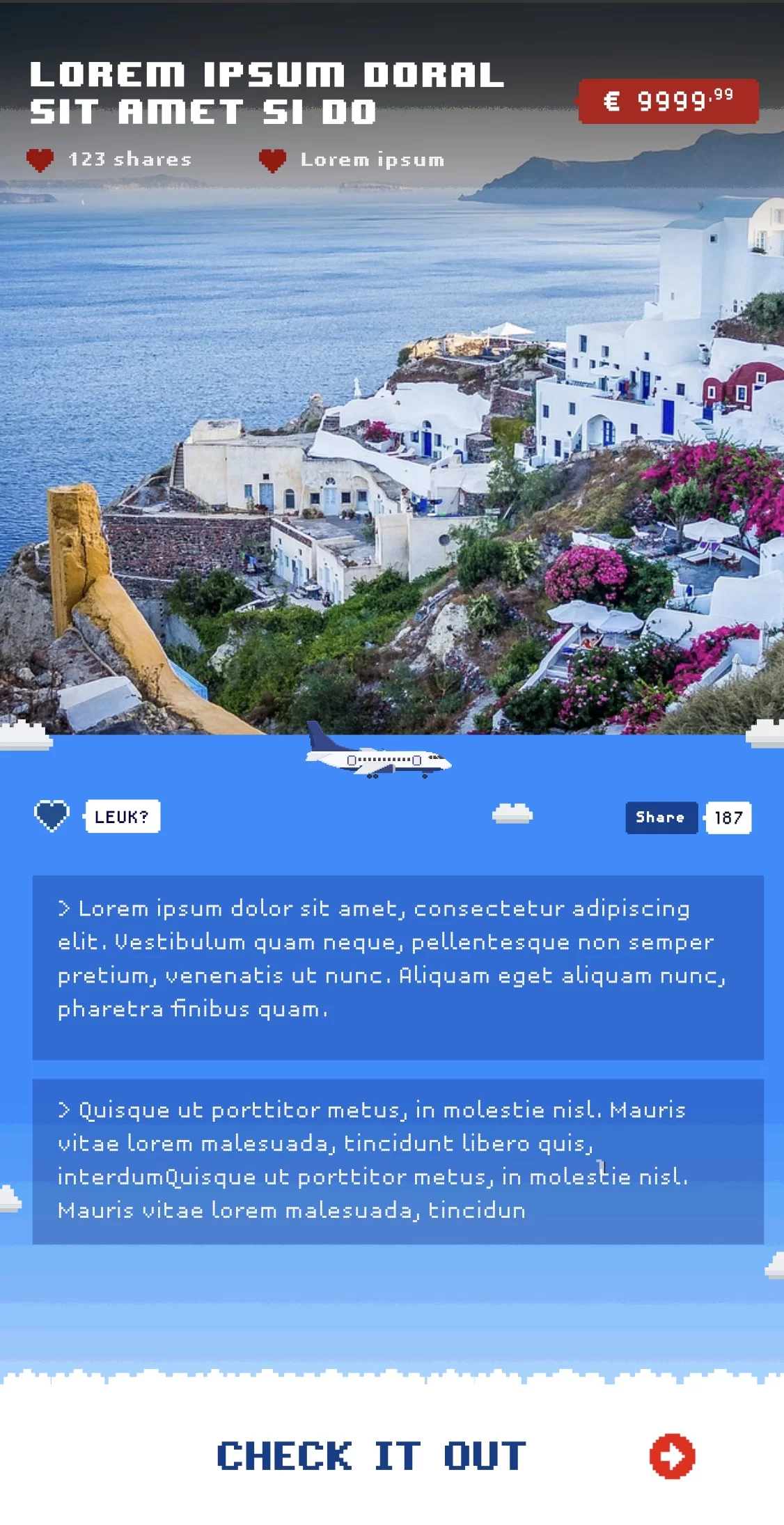 vlieg vakantie pixel art