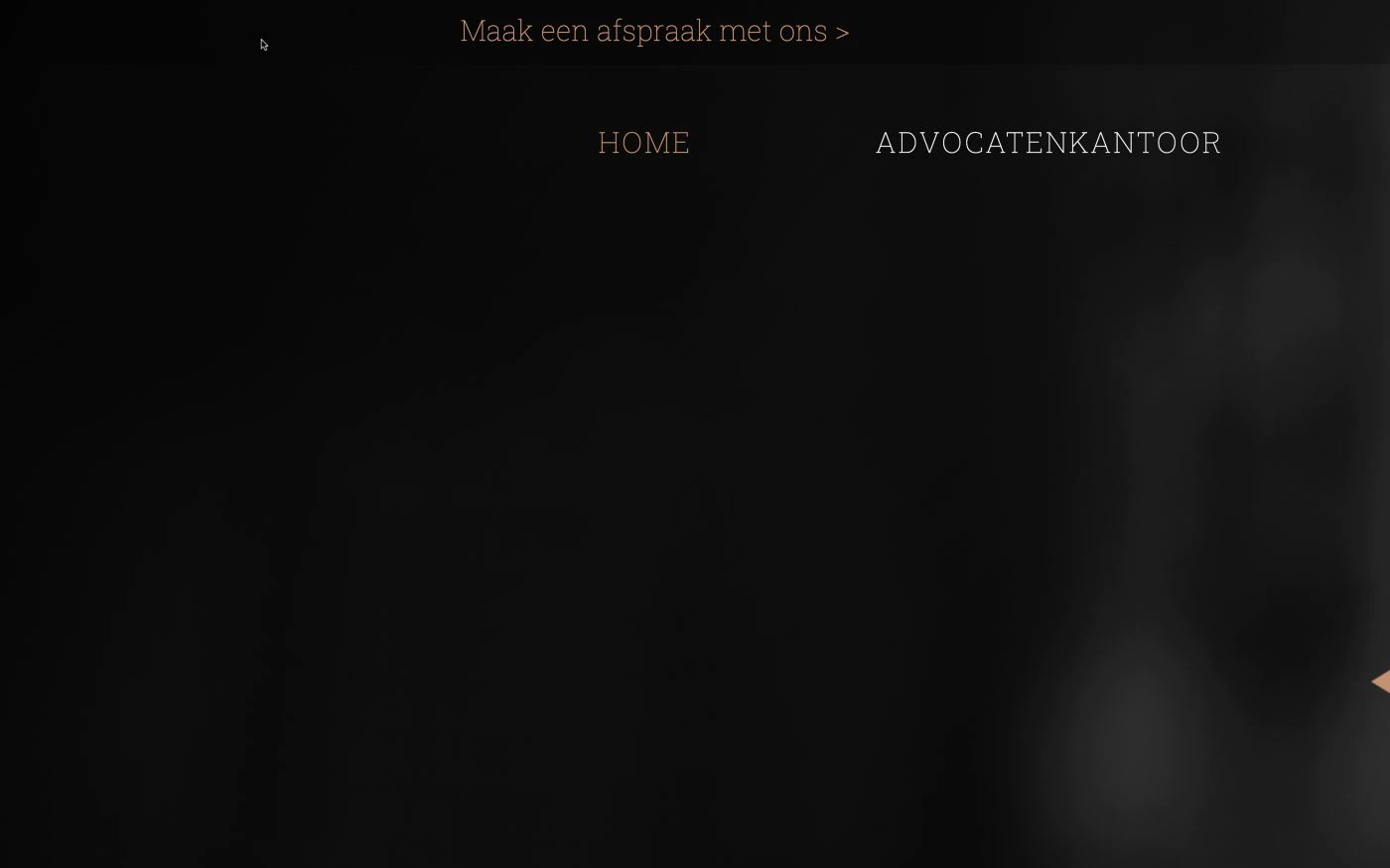 screenshot navigatie Luxe website voor advocatenbedrijf