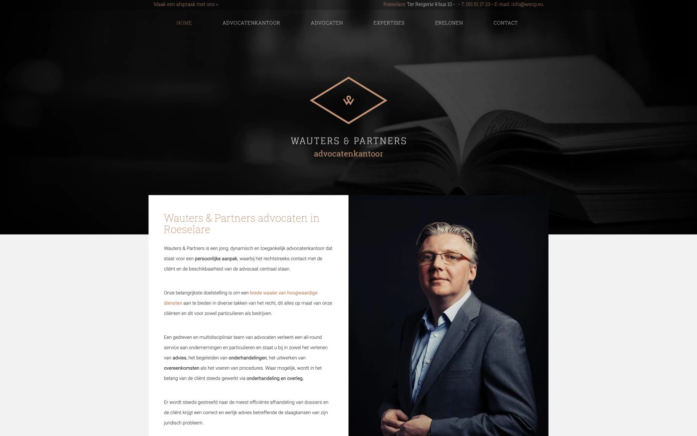 screenshot Homepagina Luxe website voor advocatenbedrijf