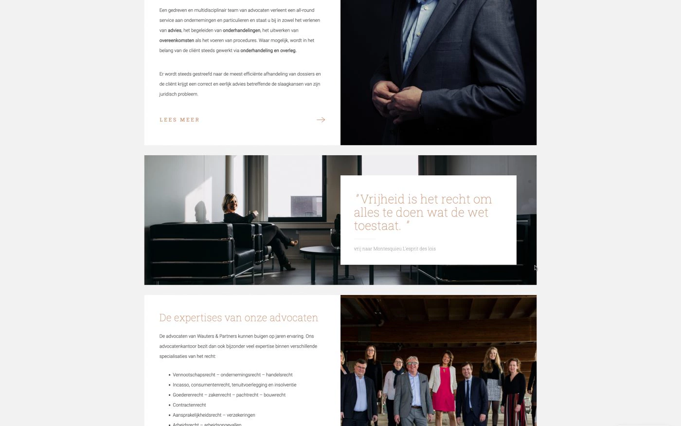 screenshot citaat op Luxe website voor advocatenbedrijf