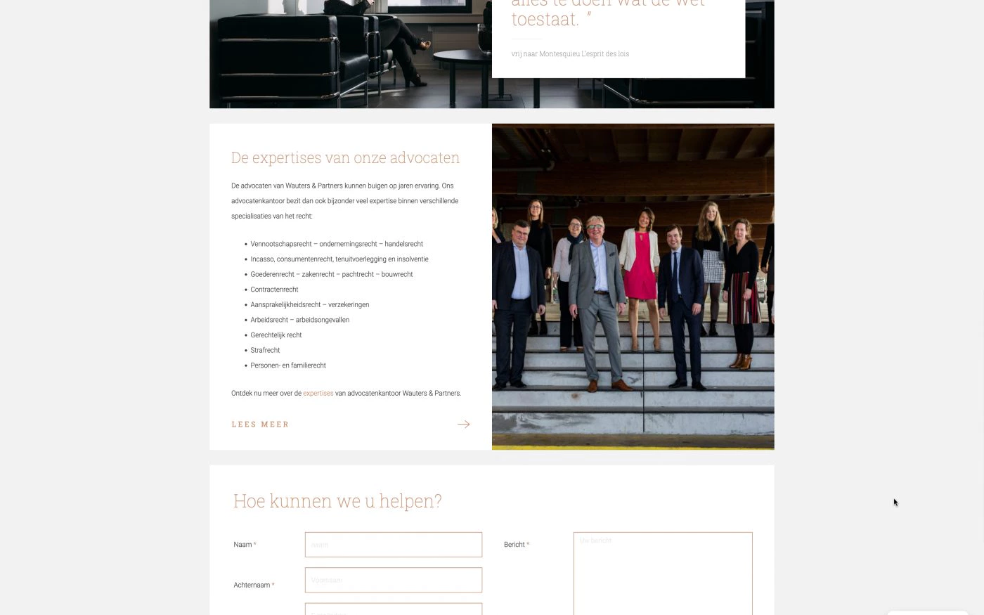 screenshot team pagina Luxe website voor advocatenbedrijf