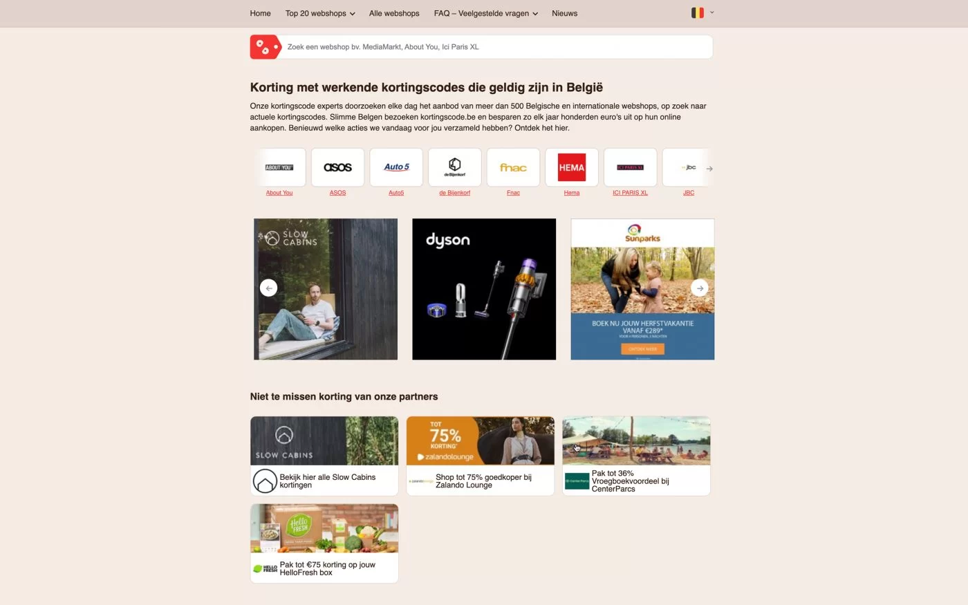 homepagina kortingscode